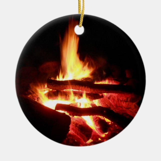 Campground Fire Ceramic Ornament (Front)