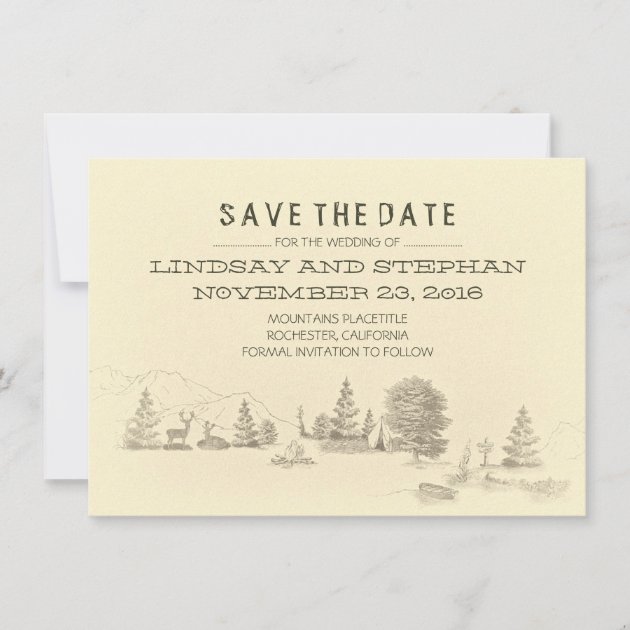 Campground Illustration Camping SAVE THE DATE Card