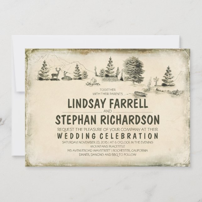Campground Illustration Camping Wedding Invitation (Front)