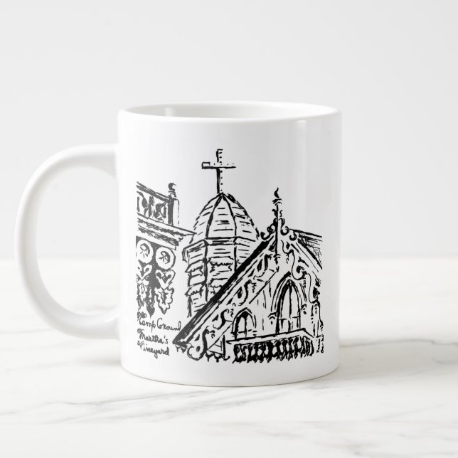 Campground Motif by Babbie - Martha's Vineyard Giant Coffee Mug (Left)