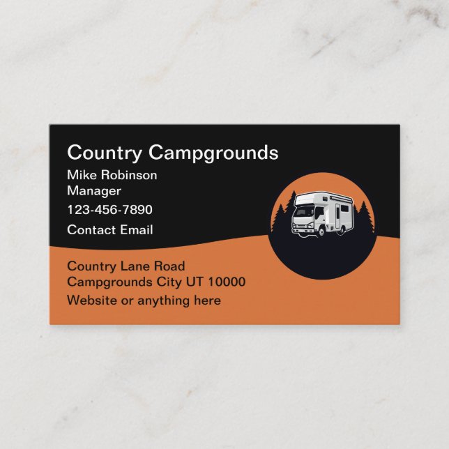Campgrounds Holiday Park Business Cards (Front)