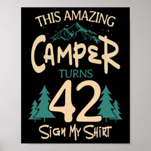 Camping 42nd Birthday Camper Party Campfire Tent H Poster