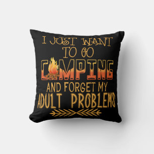 Camping Adult Problems Throw Pillow