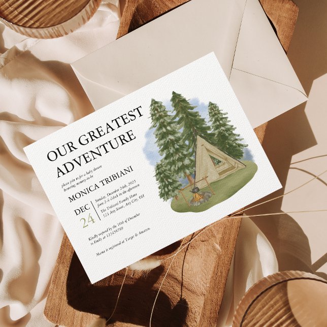 Camping Adventure Awaits Gender Neutral Baby Invitation (Creator Uploaded)