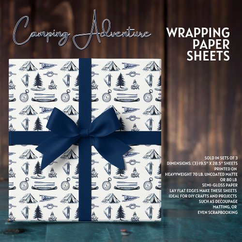 Camping Adventure Blue Wrapping Paper