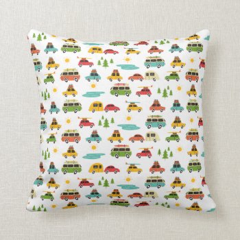 Camping Adventure Caravan Throw Pillow by GiveMoreShop at Zazzle
