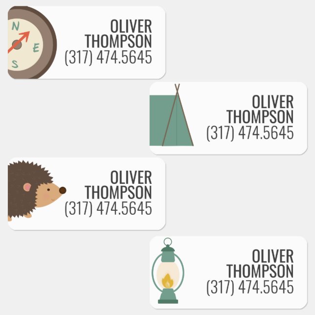Camping Adventure Children Labels (Group)