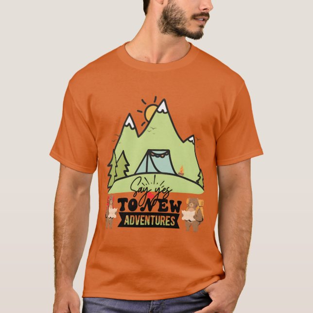 Camping Adventure Eplore the Great Outrs funny T-Shirt (Front)