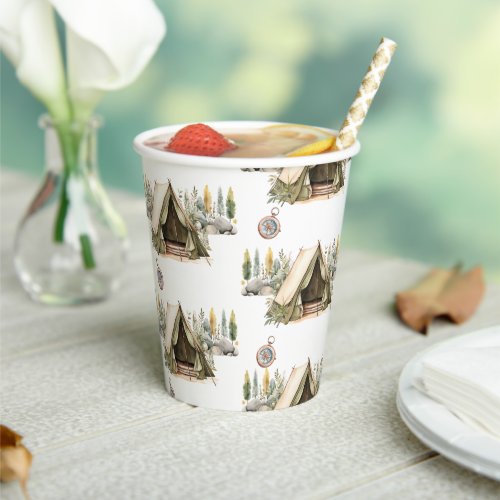 Camping Adventure Kids Birthday Party Pattern Paper Cups