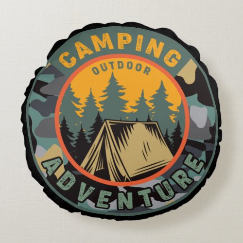 Camping Adventure Round Pillow