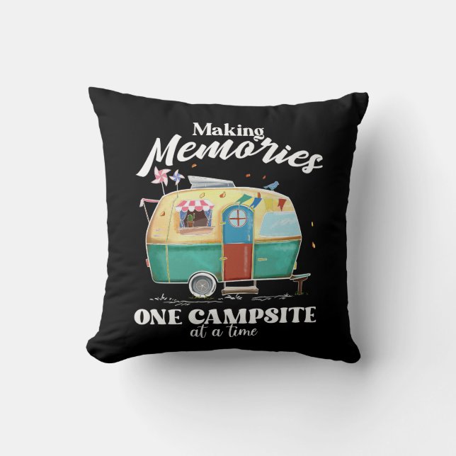 Camping Adventure Saying Throw Pillow (Front)