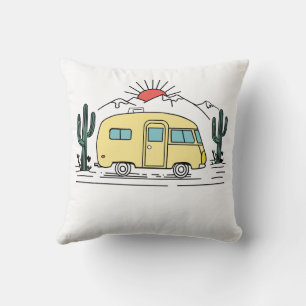 Camping adventure throw pillow