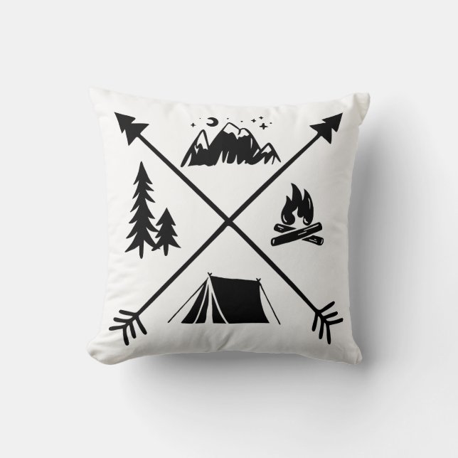 Camping Adventure Throw Pillow (Front)