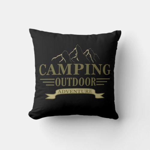 camping adventure throw pillow