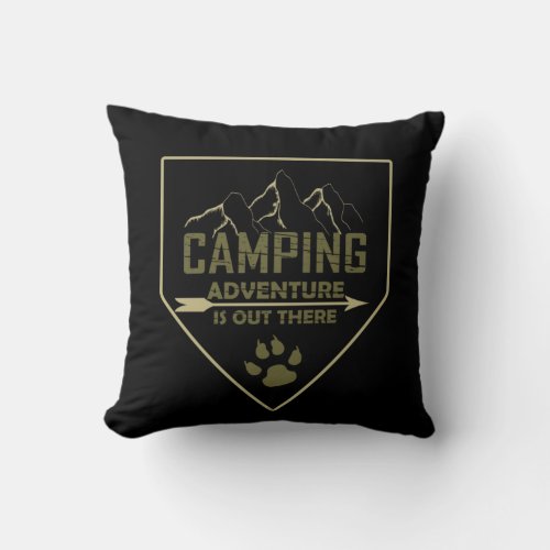 camping adventure throw pillow