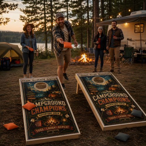 Camping Adventures Custom Names Cornhole Set