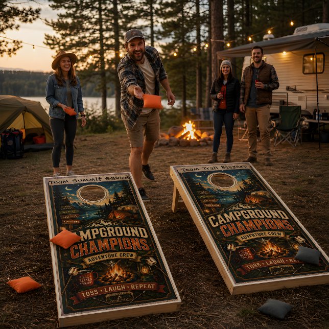 Camping Adventures Custom Names Cornhole Set (Camping Adventures Custom Names Cornhole Set)