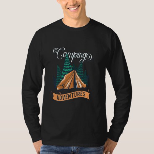 Camping Adventures Let S Go Forest Green Tent  Lov T_Shirt