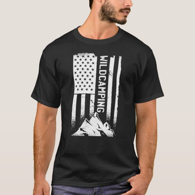 Camping American Flag Patriotic 5th Wheel Camper T-Shirt (Front)