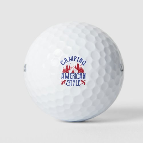 Camping American Style Red White Blue Camper Golf Balls