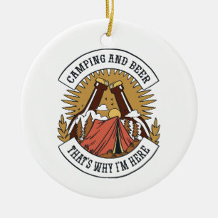 Camping and Beer Ceramic Ornament