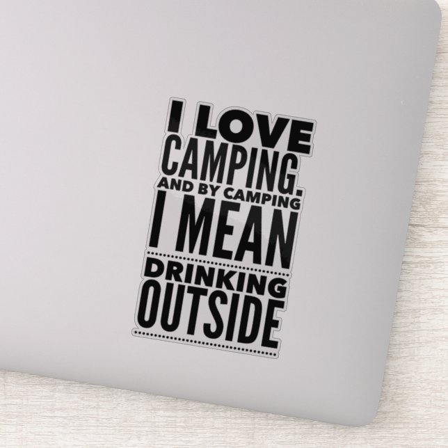 Camping and Drinking Custom-Cut Vinyl Sticker (Detail)