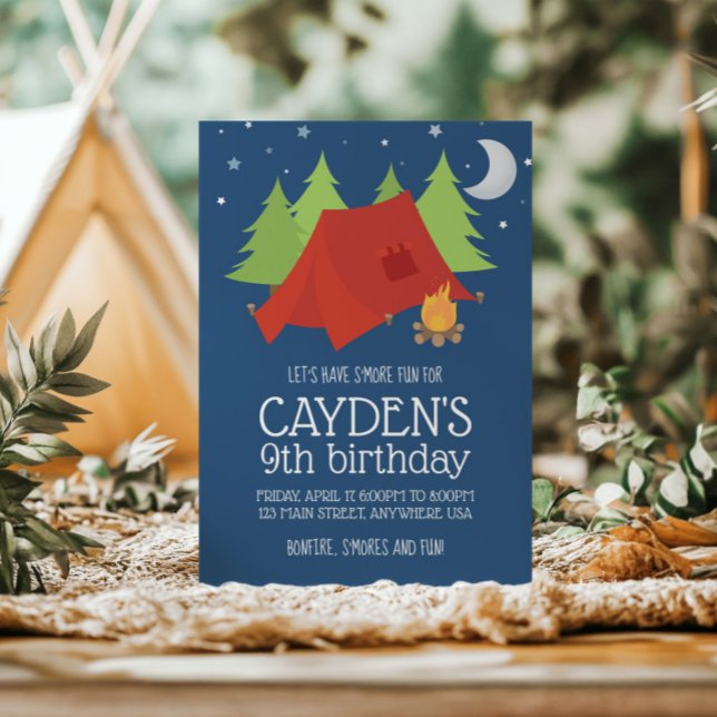 Camping and S'mores Birthday Invite tent (Creator Uploaded)