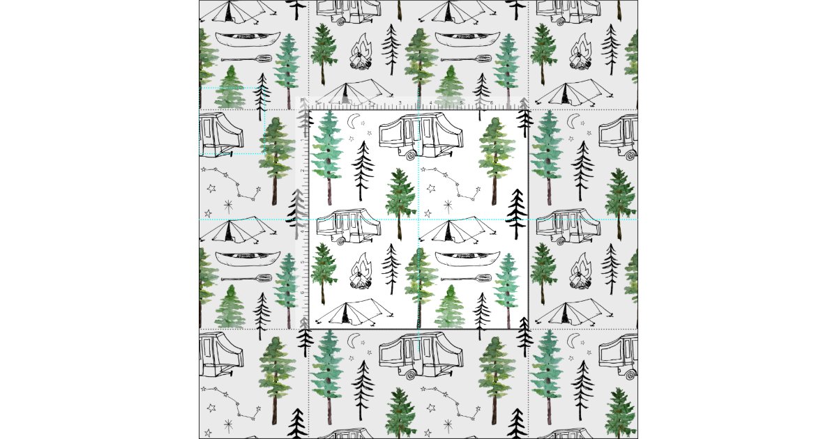 Camping and Trees Fabric | Zazzle