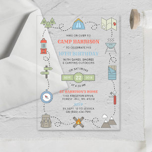 Camping Any Age Birthday Party Acrylic Invitations