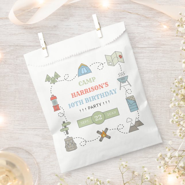 Camping Any Age Birthday Party Favor Bag (Clipped)