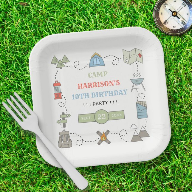 Camping Any Age Birthday Party Paper Plates (Creator Uploaded)
