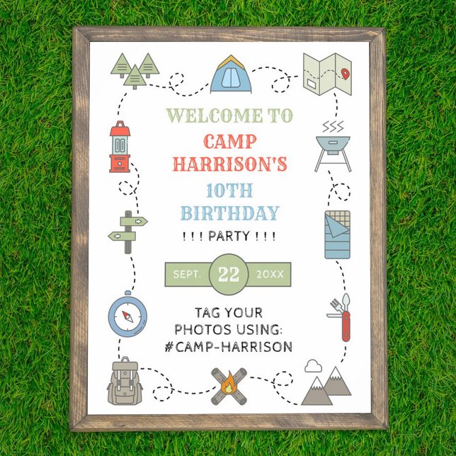 Camping Any Age Birthday Party Welcome Poster (Creator Uploaded)