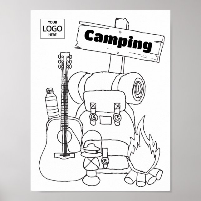 Camping Art Coloring Art Worksheet Activity Sheet  Poster (Front)