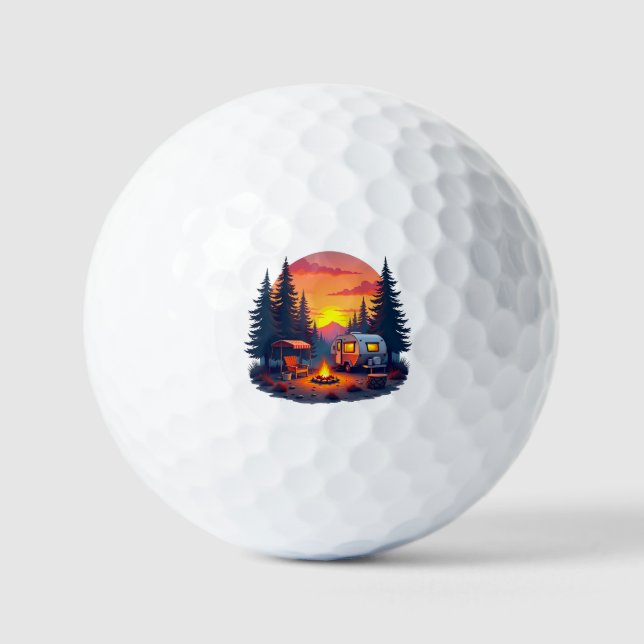 Camping at Sunset in the Wilderness of the Woods Golf Balls (Front)