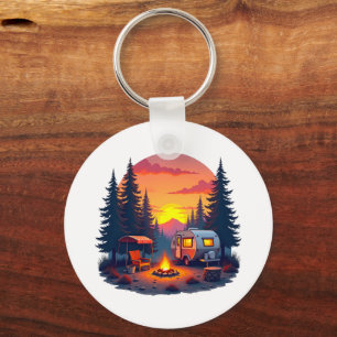 Camping at Sunset in the Wilderness of the Woods Keychain