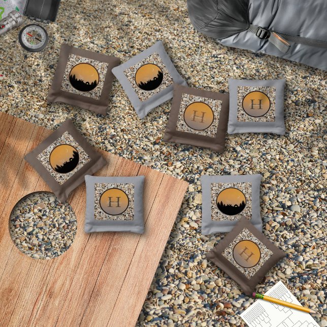 Camping at Sunset Pebble Cornhole Bags (Creator Uploaded)