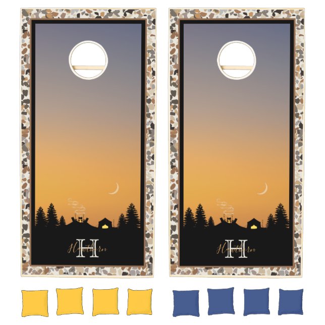 Camping at Sunset Pebble Cornhole Set (Set)