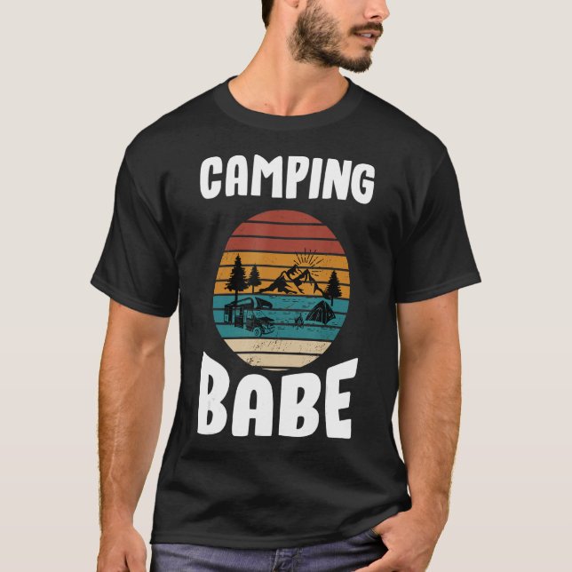 Camping babe, camper woman, camping, camping, camp T-Shirt (Front)