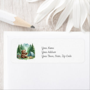 Camping Baby Bear Woodland Animal Baby Shower Label