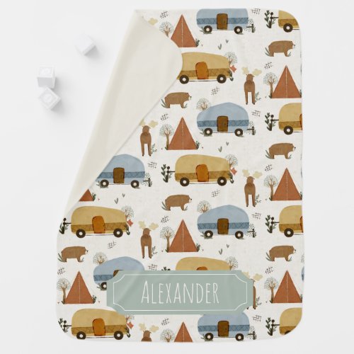 Camping Baby Blanket  Woodland Baby Blanket