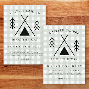 Camping baby shower - books for baby enclosure card