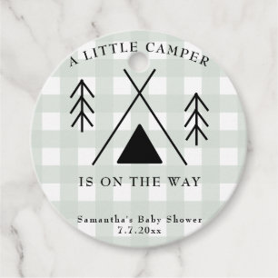 Camping baby shower favor tags