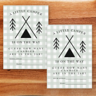 camping baby shower - guess how many candies enclosure card