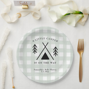 Camping baby shower paper plates