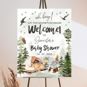 Camping Baby Shower Welcome Sign Template, Little