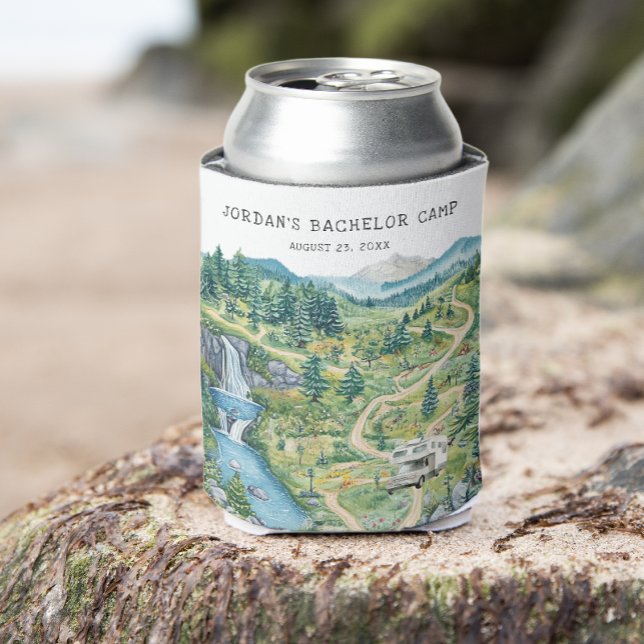 Camping Bachelor Weekend Personalized Can Cooler (Creator Uploaded)