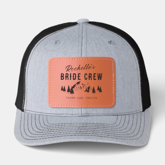 Camping Bachelorette Bride Crew Leather Patch Hat (Front)
