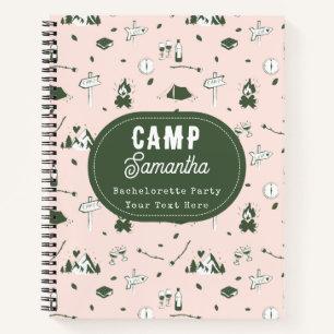Camping Bachelorette Party Bach Weekend Pink Green Notebook