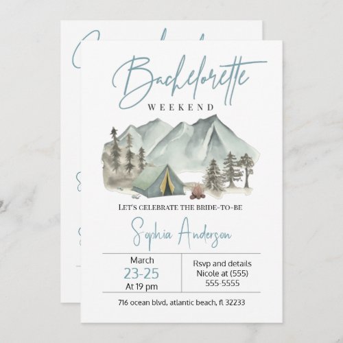 Camping Bachelorette Party Weekend Invitation