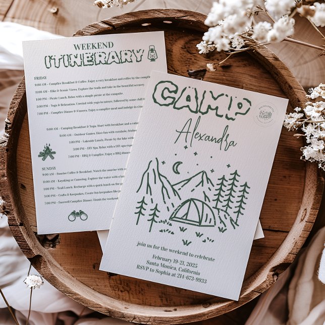 Camping Bachelorette Weekend Itinerary Invitation (Creator Uploaded)